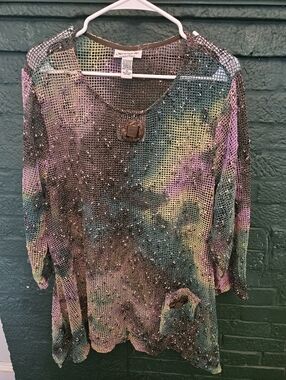 Serengeti Pastel Sequin Mesh Tunic - Pink, Yellow, Green, Blue